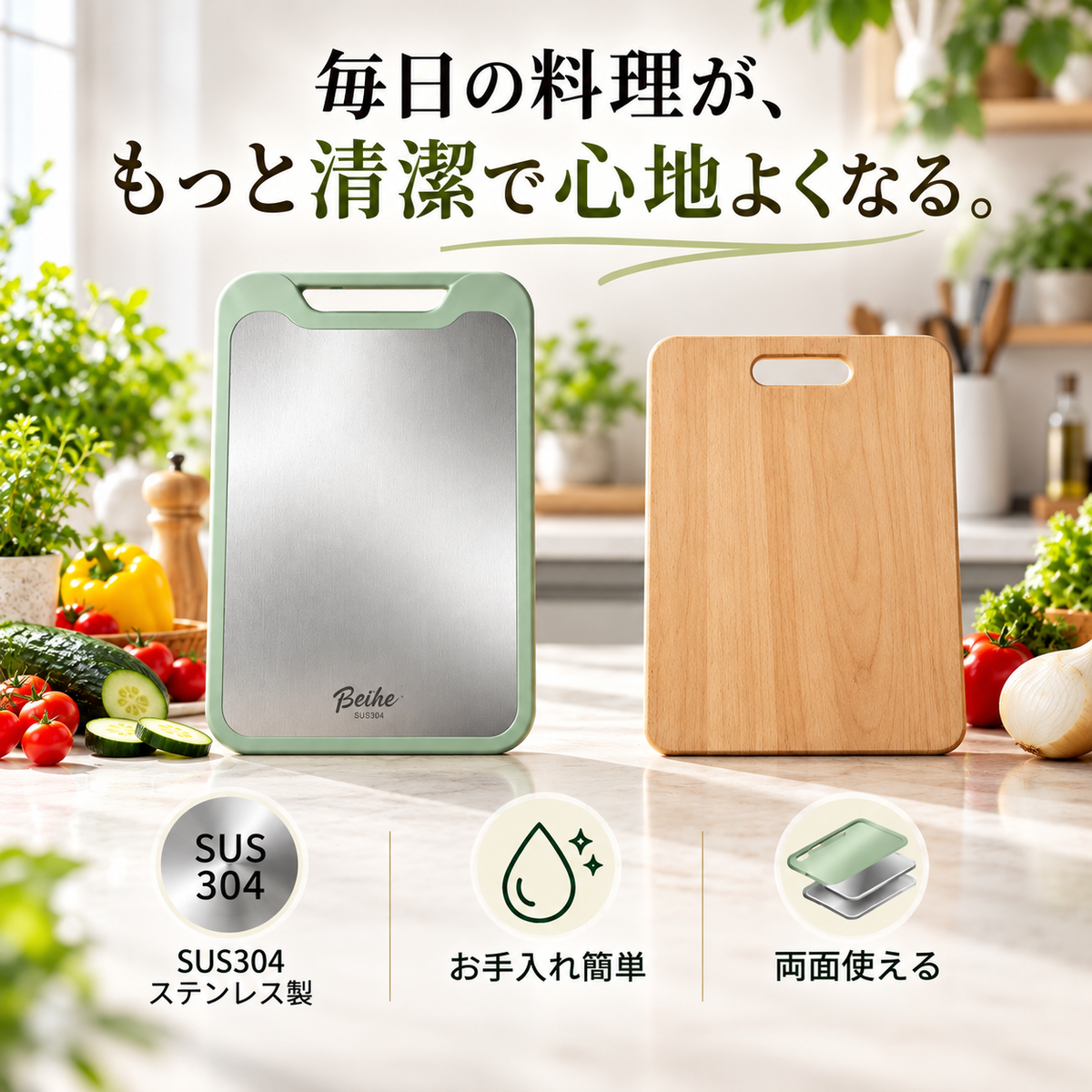 プレミアムステンレスまな板　SUS304
