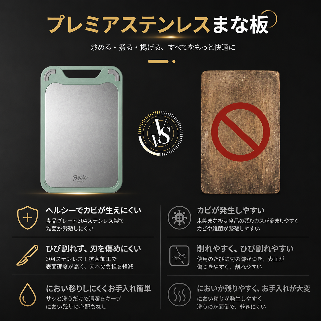 プレミアムステンレスまな板　SUS304