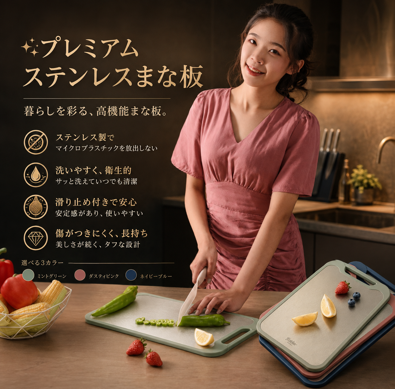 プレミアムステンレスまな板　SUS304